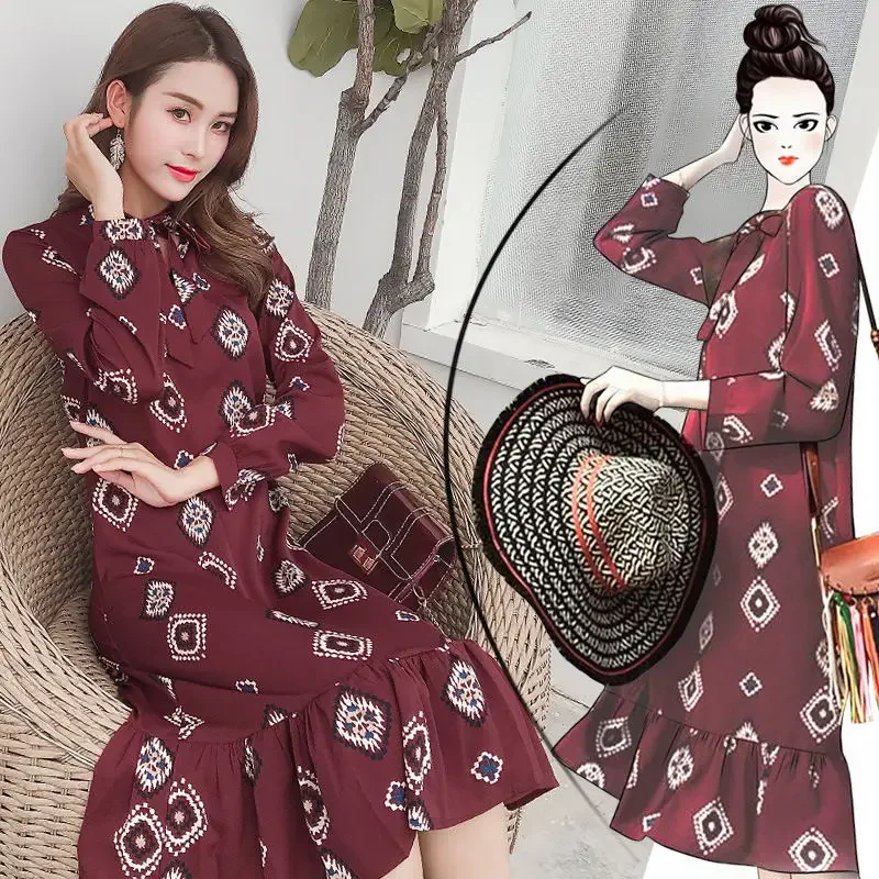 Chiffon Dress Spring Skirt Loose and Plus-sized Fashion Spring and Autumn Woman Dress Vestido De Mujer Femme Robe
Chiffon Dress Spring Skirt Loose and Plus-sized Fashion Spring and Autumn Woman Dress Vestido De Mujer Femme Robe