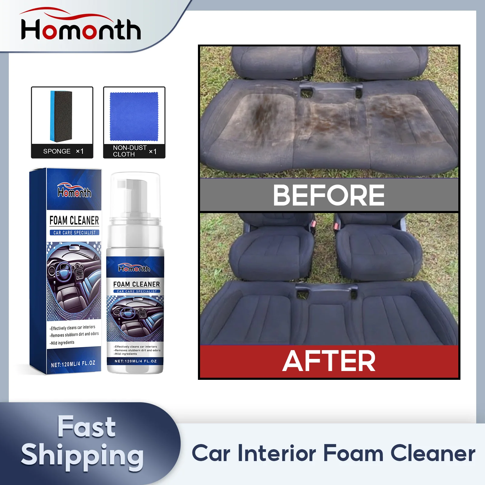 

Car Interior Foam Cleaner Leather Wash Plastic Restorer Dirt Rust Mold Removal Multi-purpose Strong Decontamination Foam Cleaner