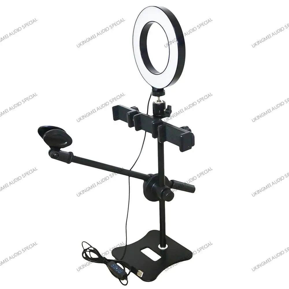16CM LED Selfie Ring Light With Three Phone Holder And Microphone Stand For Photo Studio Video Live Stream Makeup Flat Stable
16CM LED Selfie Ring Light With Three Phone Holder And Microphone Stand For Photo Studio Video Live Stream Makeup Flat Stable
