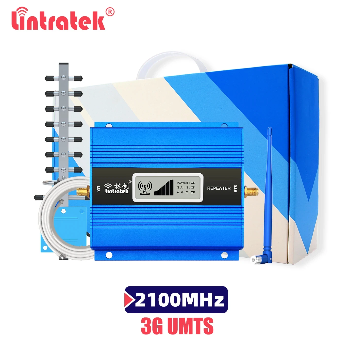 

Lintratek WCDMA 2100MHz Signal extender 3G UMTS Signal Repeater Band 1 Mobile Cellphone Booster Cellular Amplifier No Need Wlan