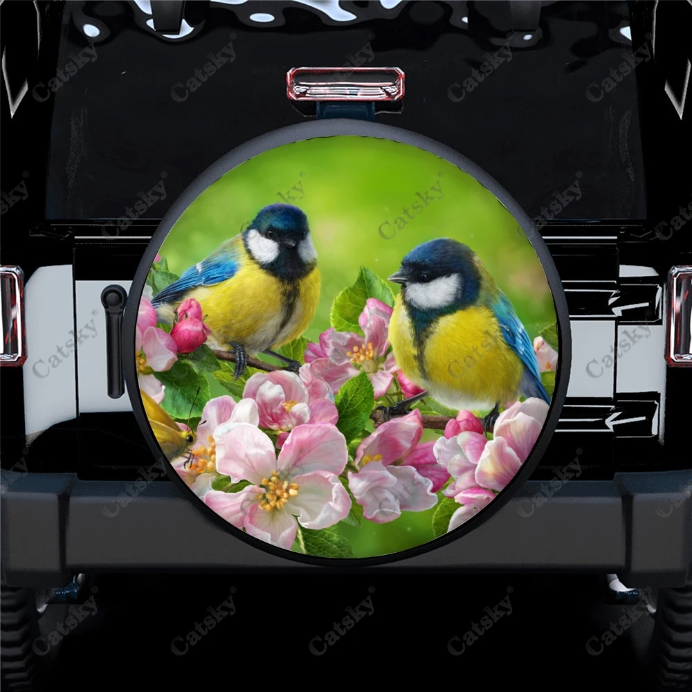 

Animal - Titmouse Print Spare Tire Cover Waterproof Tire Wheel Protector for Car Truck SUV Camper Trailer Rv 14"-17"
