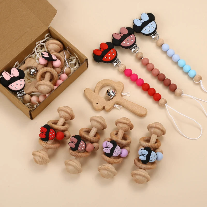 3Pcs Boxed Cartoon Mouse Silicone Baby Pacifier Chain Clip Wooden Bunny Teether Infant Handheld Rattle Molar Toys Set Gifts
3Pcs Boxed Cartoon Mouse Silicone Baby Pacifier Chain Clip Wooden Bunny Teether Infant Handheld Rattle Molar Toys Set Gifts