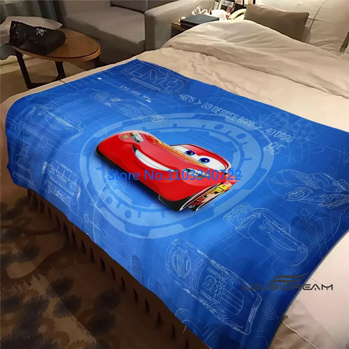 

Anime Blue Lightning McQueen Car 95 Flannel Kids Blanket Throw for Bed Sofa Nap Blankets 150x200cm Boy Girl Festival Gift