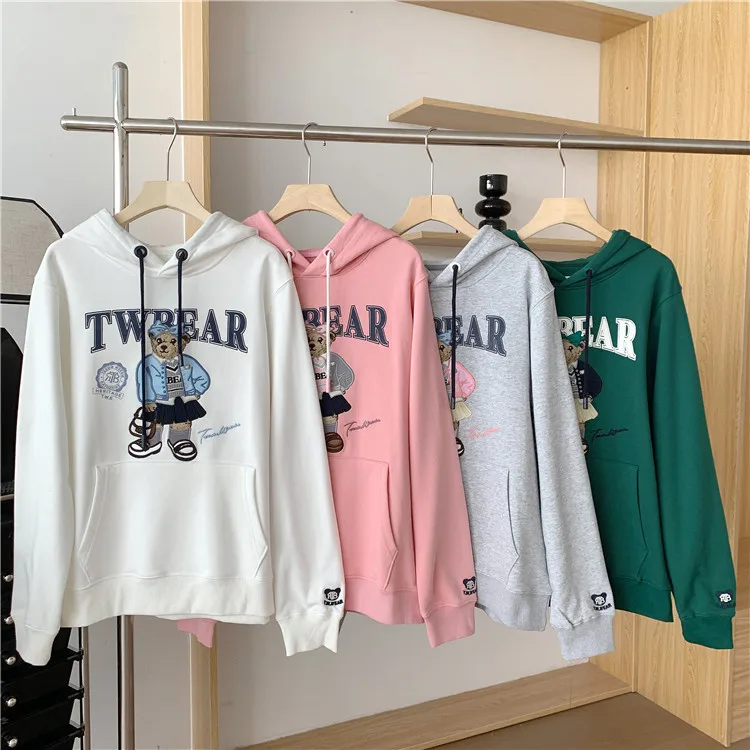 Grey Color Hoodies for Women, Cotton Bear Embroidery Sweatshirt , Hooded Full Sleeves Tops, Tee , Vestidos Para Mujer, Traf
Grey Color Hoodies for Women, Cotton Bear Embroidery Sweatshirt , Hooded Full Sleeves Tops, Tee , Vestidos Para Mujer, Traf
