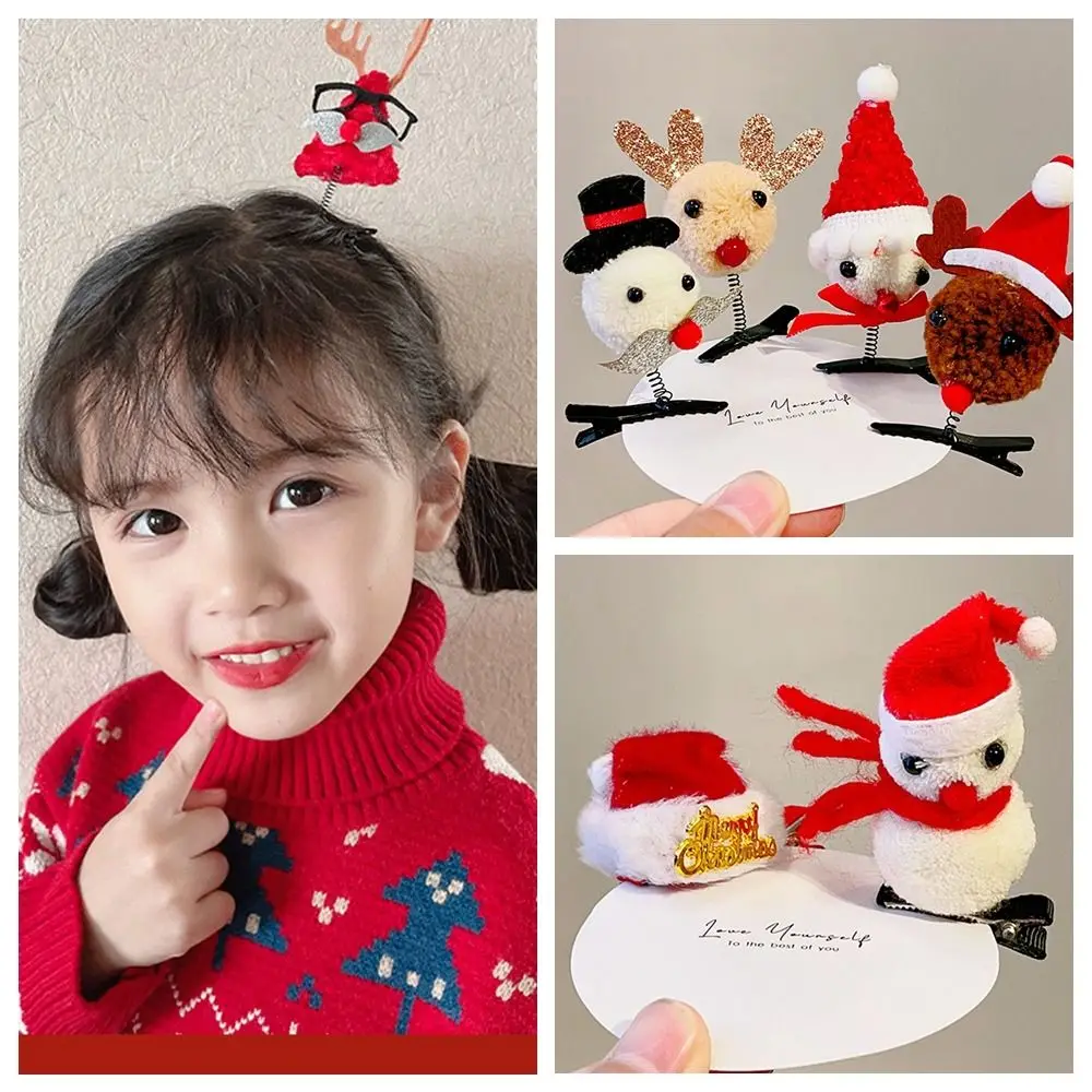 

Bowknot Christmas Hairpin Sequin Santa Claus Children Deer antler Hair Clip Kids Gifts Red Barrette Christmas Hat Headabnd