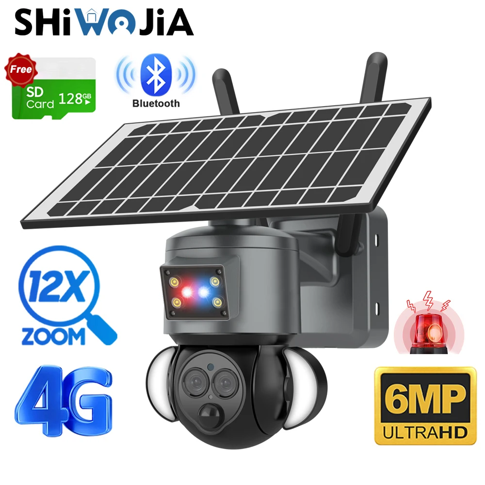 SHIWOJIA Solar Camera sim Card 3K 6MP Dual Lens 12X Optical Zoom Outdoor WIFI Solar Panel Humanoid Tracking CCTV Camera Alarm
SHIWOJIA Solar Camera sim Card 3K 6MP Dual Lens 12X Optical Zoom Outdoor WIFI Solar Panel Humanoid Tracking CCTV Camera Alarm