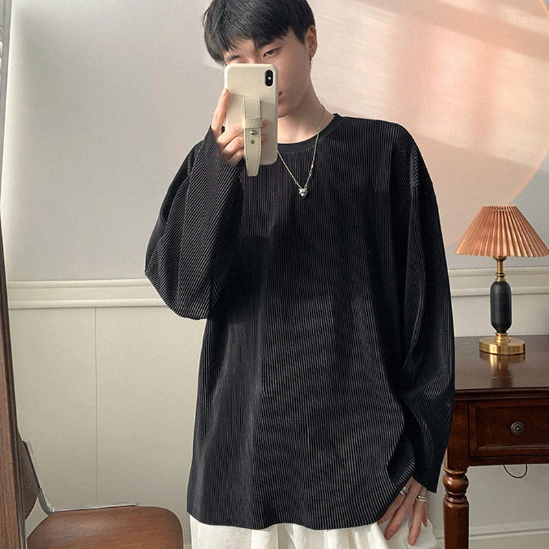 Striped Print Men Long Sleeve O Neck T Shirt Fall All-match Solid Color Fashion Harajuku Oversized Pullover Streetwear Top Black
Striped Print Men Long Sleeve O Neck T Shirt Fall All-match Solid Color Fashion Harajuku Oversized Pullover Streetwear Top Black