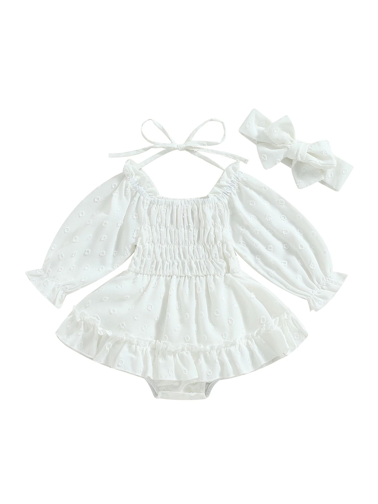 

Baby Girl Floral Print Romper Dress with Lace Details - Adorable Boho Style Summer Outfit for Infants