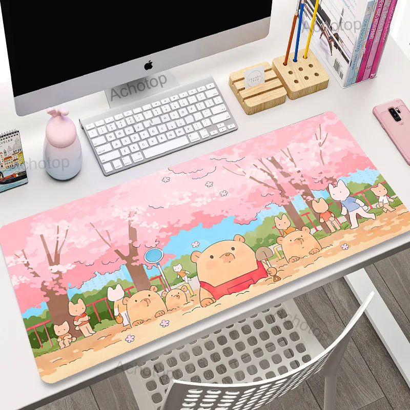 

Cute Plant Gaming Accessories MousePads Computer Laptop Gamer Extended Mouse Mat Large Anime Mouse Pad Pink Keyboard Table Mat