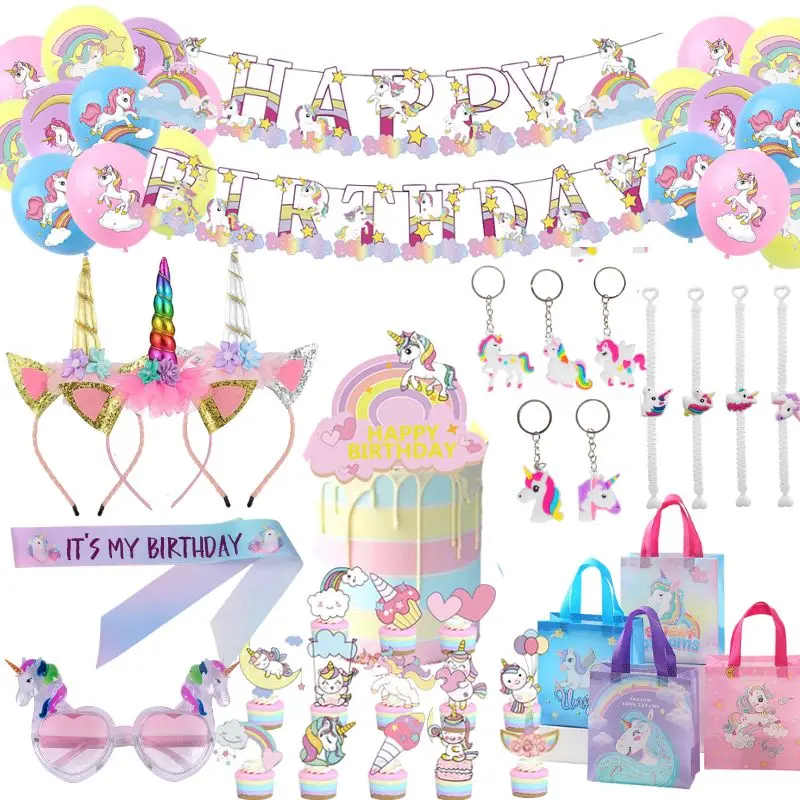 Rainbow Unicorn Party Balloons Gift Bags Banner Cake topper for Kids Girl Unicorn Theme Birthday Party Baby Shower Decorations
Rainbow Unicorn Party Balloons Gift Bags Banner Cake topper for Kids Girl Unicorn Theme Birthday Party Baby Shower Decorations