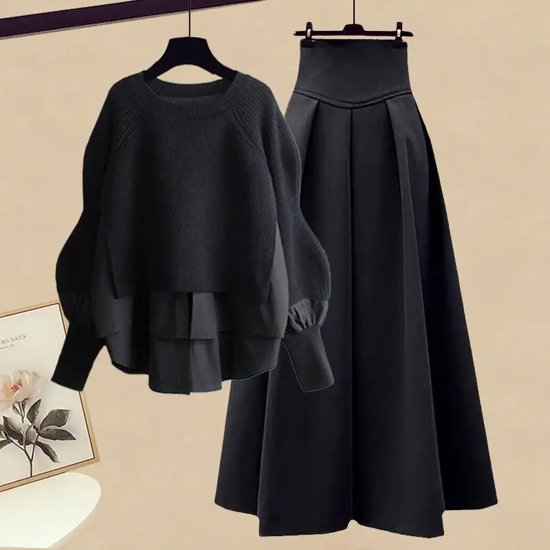 2023 Autumn Winter Two Piece Sets for Women Outfits Female O-neck Patchwork Knitted Sweater Tops and Skirts Ladies Suits R467
2023 Autumn Winter Two Piece Sets for Women Outfits Female O-neck Patchwork Knitted Sweater Tops and Skirts Ladies Suits R467