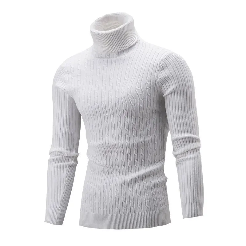 

Autumn/Winter Men's Pullovers Knitwear New High Collar Fried Dough Twists Underlay Casual Fashion Sweater Men