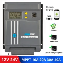 12V 24V 40A 30A MPPT Solar Charge Controller Regulator With WiFi Bluetooth APP Remote Control Use For Lead Acid/Lifepo4/Lithium
12V 24V 40A 30A MPPT Solar Charge Controller Regulator With WiFi Bluetooth APP Remote Control Use For Lead Acid/Lifepo4/Lithium