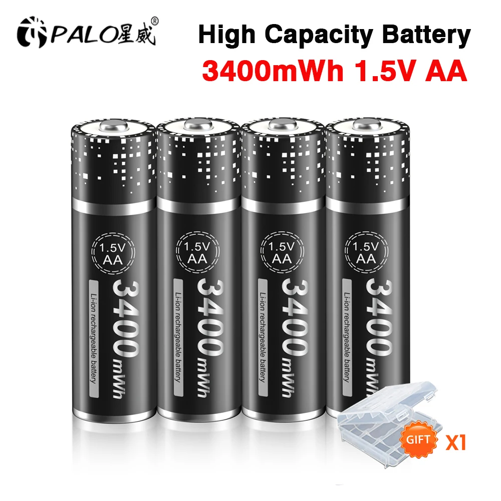 PALO 100% Original 1.5V Li-ion AA Rechargeable Battery 3400mWh AA Lithium-ion Battery 1.5V AA battery With Battery Case
PALO 100% Original 1.5V Li-ion AA Rechargeable Battery 3400mWh AA Lithium-ion Battery 1.5V AA battery With Battery Case