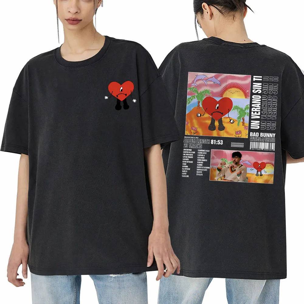Rapper Bad Bunny Hip Hop Washed Vintage T-shirt Un Verano Sin Ti Album Printed Tshirt Men Oversized Tees Male Fashion Streetwear
Rapper Bad Bunny Hip Hop Washed Vintage T-shirt Un Verano Sin Ti Album Printed Tshirt Men Oversized Tees Male Fashion Streetwear