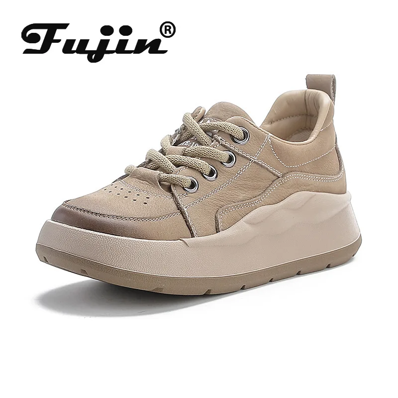 

Fujin 4.5cm Flats Autumn Loafer Ethnic Women Spring Shoes Ankle Boots Natural Genuine Leather Chunky Sneaker Vulcanize Moccasin