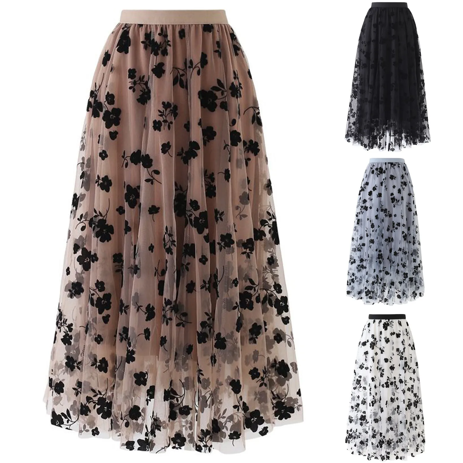 High Waist Long Mesh Skirt Posy Double-Layered Mesh Elastic Midi Skirt A-lineFemale Midi Skir Gothic Long Skirts for Women
High Waist Long Mesh Skirt Posy Double-Layered Mesh Elastic Midi Skirt A-lineFemale Midi Skir Gothic Long Skirts for Women