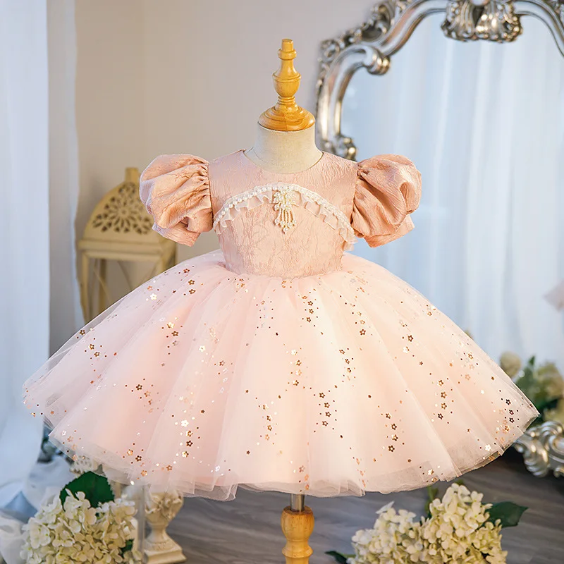 Girls Princess Flower Wedding Fluffy Gown Pink Lace Sequin Kids Baptism Dress For Birthday Party Dress Children Elegant Vestidos
Girls Princess Flower Wedding Fluffy Gown Pink Lace Sequin Kids Baptism Dress For Birthday Party Dress Children Elegant Vestidos