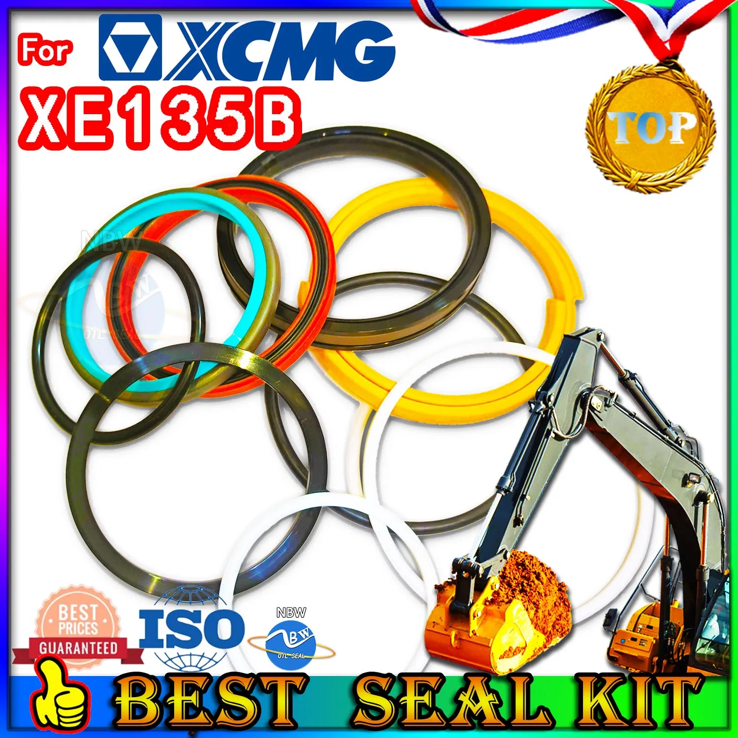 

For XCMG XE135B Oil Seal Repair Kit Boom Arm Bucket Excavator Hydraulic Cylinder Best Reliable Mend proof Center Swivel Pilot