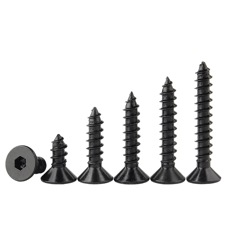 

M3 M3*6/8/10/12/16/20 8.8 Grade Black Carbon Steel Bolt Inner Hex Hexagon Socket Flat CSK Countersunk Head Self Tapping Screw