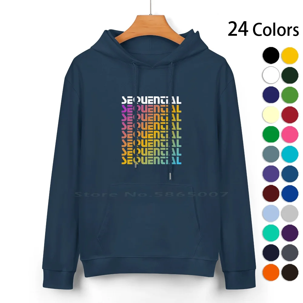 

Rainbow Sequential Pure Cotton Hoodie Sweater 24 Colors 80s Rainbow Sequential Synthwave Synthesiser Synthesizer Keyboard Music