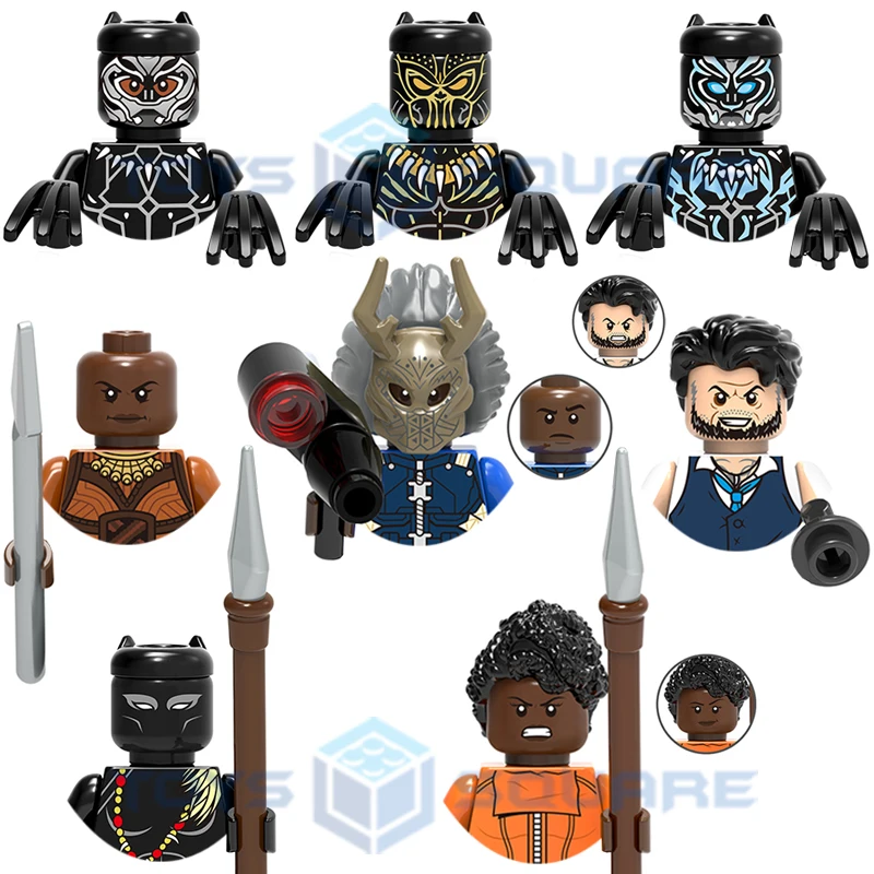 

The Black Erik Killmonger Panther Shuri Ulysses Klaw Okoye Model Blocks MOC Bricks Set Gifts Toys For Children X0184