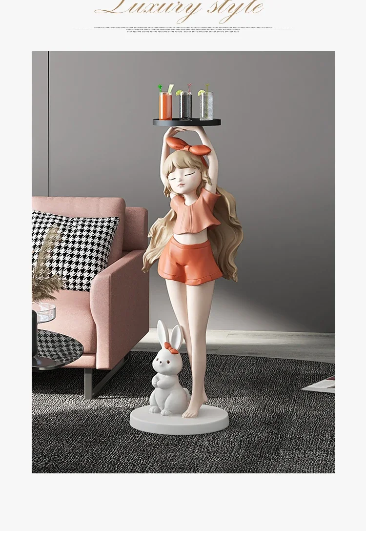82cm Nordic Fashion Cartoon Girl Statue, Tray, Home Decoration, Gift, Interior Decoration, Large Living Room Decoration, Crafts 82cm Nordic Fashion Cartoon Girl Statue, Tray, Home Decoration, Gift, Interior Decoration, Large Living Room Decoration, Crafts