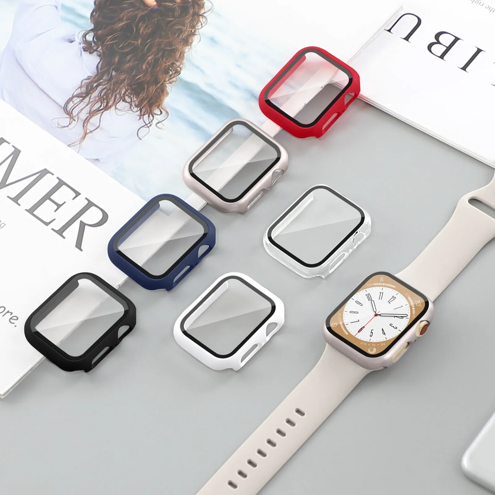 Для Apple Watch Φ 45 мм 41 мм 44 мм 40 мм 42 мм 38 мм чехол бампер с закаленным стеклом защита для экрана iWatch серии 9 8 7 6 5 SE
Для Apple Watch Φ 45 мм 41 мм 44 мм 40 мм 42 мм 38 мм чехол бампер с закаленным стеклом защита для экрана iWatch серии 9 8 7 6 5 SE