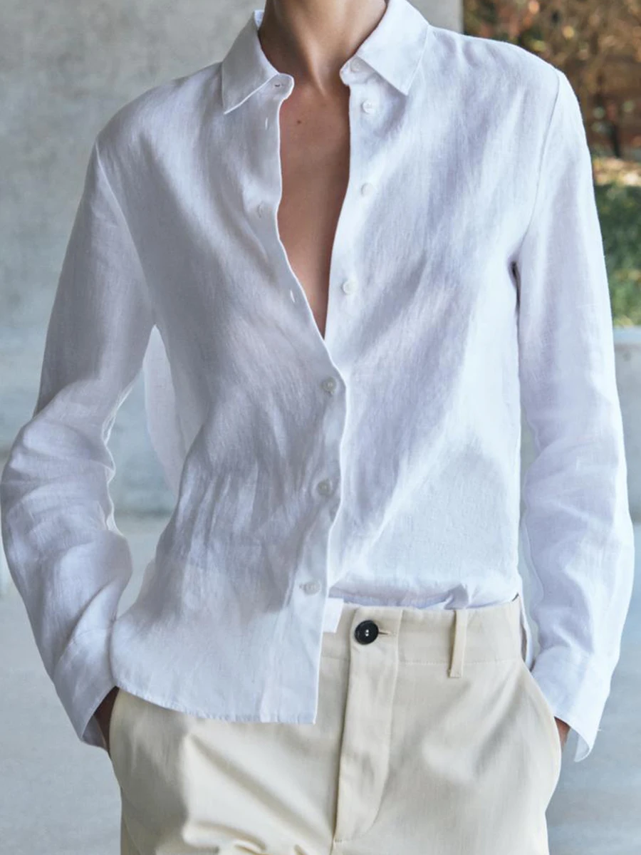 Женский брючный костюм, белый повседневный комплект из двух предметов, однобортная рубашка с длинным рукавом и брюки на шнуровке, лето 2024
Женский брючный костюм, белый повседневный комплект из двух предметов, однобортная рубашка с длинным рукавом и брюки на шнуровке, лето 2024