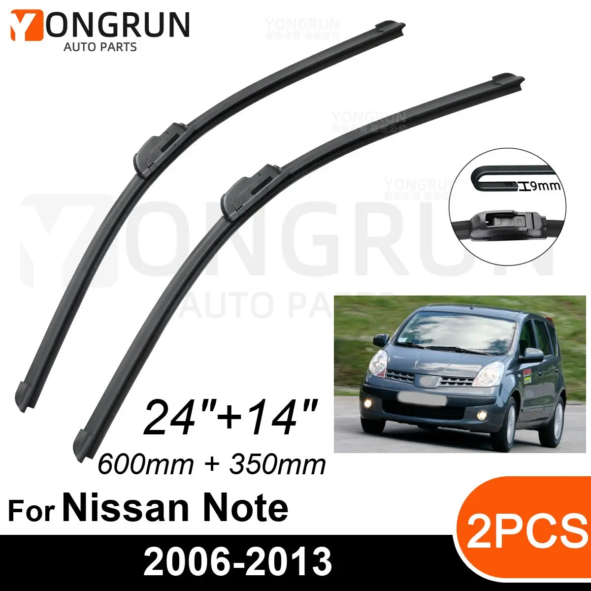 Стеклоочистители передние для Nissan Note 2006-2013, резиновые щетки стеклоочистителя 24 + 14 дюймов, аксессуары для лобового стекла автомобиля 
Стеклоочистители передние для Nissan Note 2006-2013, резиновые щетки стеклоочистителя 24 + 14 дюймов, аксессуары для лобового стекла автомобиля