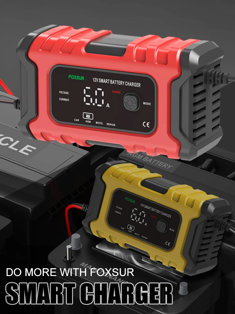 FOXSUR 12V 24V 8A Automatic Battery Charger 3-stage Pulse Repair LCD Display Smart Car Battery Charger GEL Lead-Acid WETF
FOXSUR 12V 24V 8A Automatic Battery Charger 3-stage Pulse Repair LCD Display Smart Car Battery Charger GEL Lead-Acid WETF