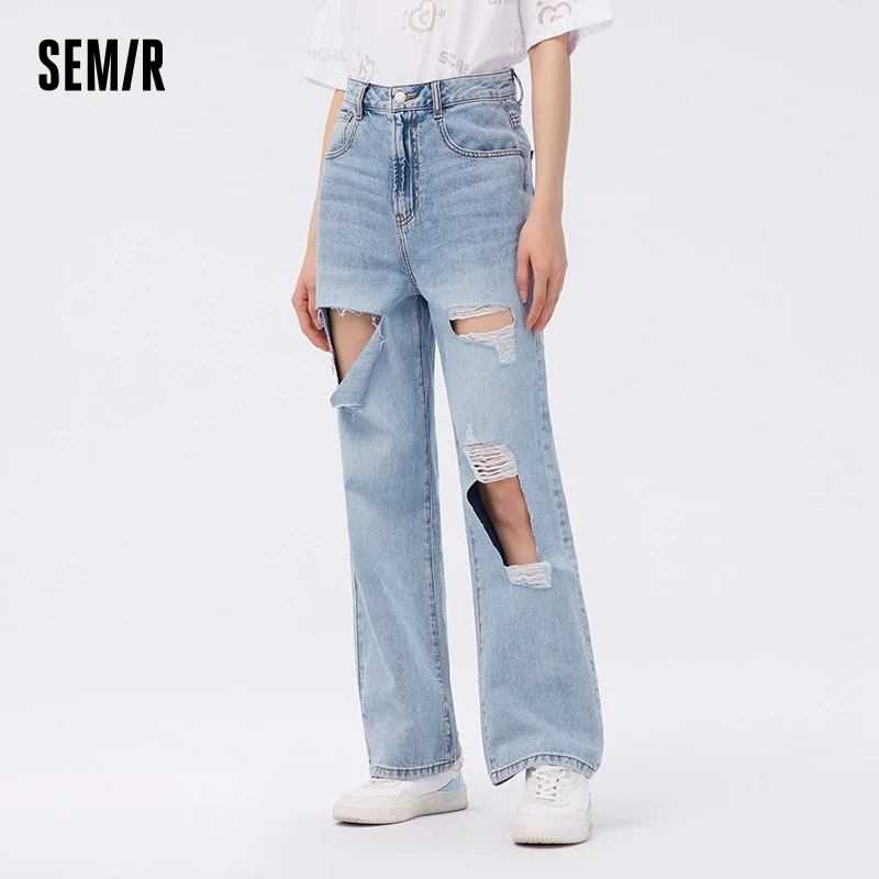 

Semir Jeans Women Cotton Broken Trousers 2024 New Summer Tide Cool Demin Jeans For Women