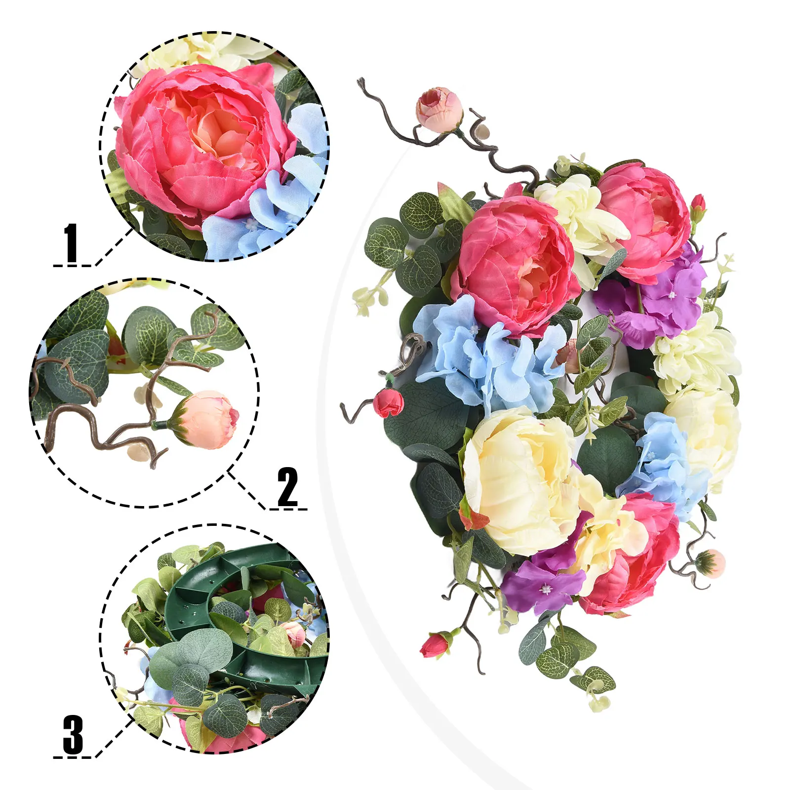 1 Pc Artificial Flowers Garland 45cm Spring Rainbow Hydrangea Wreath Front Door Hanging Ornament Home Decoration Accessories
1 Pc Artificial Flowers Garland 45cm Spring Rainbow Hydrangea Wreath Front Door Hanging Ornament Home Decoration Accessories
