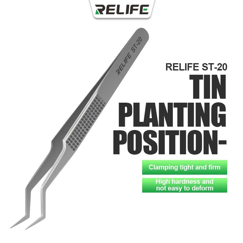 RELIFE ST-20 Chip Tin Planting Stainless Steel Tweezer Precise Clamping Wire Tool for Planting Tin IC Chip Phone Repair Tool 
RELIFE ST-20 Chip Tin Planting Stainless Steel Tweezer Precise Clamping Wire Tool for Planting Tin IC Chip Phone Repair Tool
