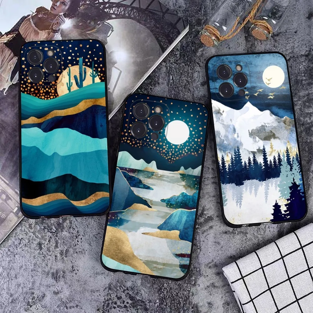 

Hand Painted Scenery Phone Case For iPhone 15 14 11 12 13 Mini Pro XS Max Cover 6 7 8 Plus X XR SE 2020 Funda Shell