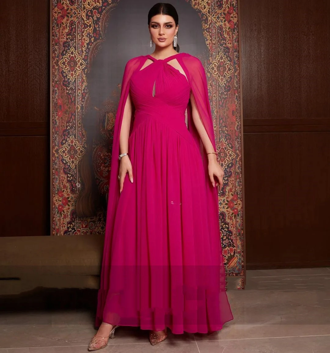 Happy Custom Chiffon Halter Cap Sleev Prom Evening Dress For Women A-LINE Ankle-Length Formal Gown
Happy Custom Chiffon Halter Cap Sleev Prom Evening Dress For Women A-LINE Ankle-Length Formal Gown