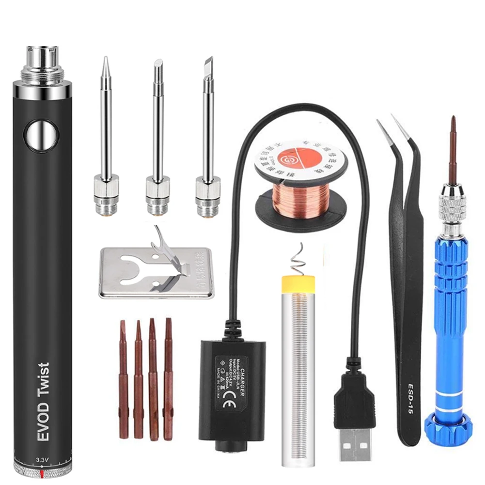 

5V 15W Battery Powered Soldering Iron with USB Charge Soldering Iron Soldering Wireless Charging Solder Iron-Black