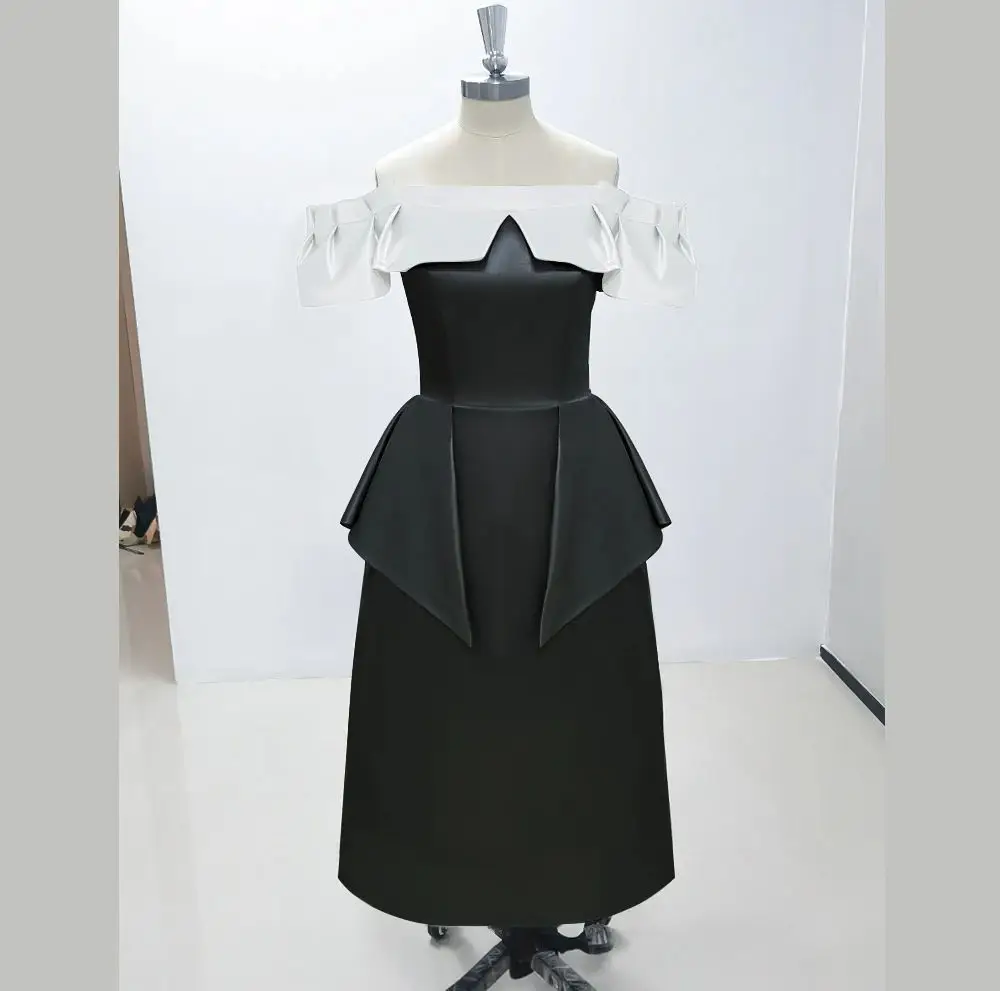 

Минималистичное черно-белое вечернее платье с вырезом лодочкой, новые модные женские платья до щиколотки для выпускного вечера