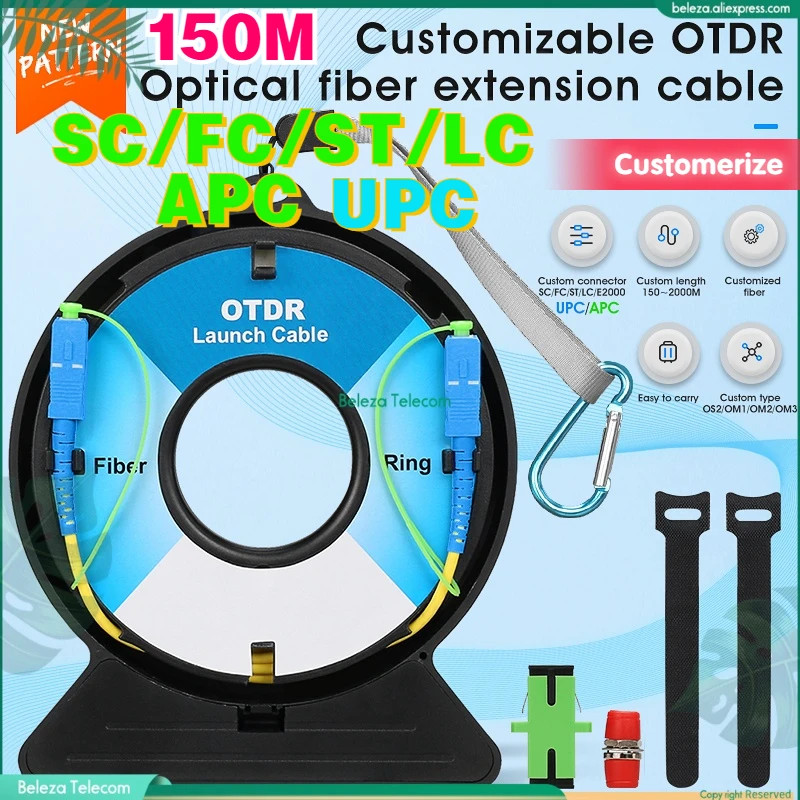 

Beleza SC/FC/ST/LC-UPC/APC OTDR Dead Zone Eliminator Fiber Rings 150M Fiber Optic OTDR Launch Cable Box SM 1310 1550nm testor