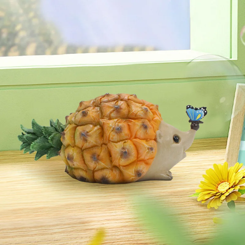 

2023 NEW Simulation Fruit Pineapple Creative Hedgehog Resin Ornaments Crafts Home Garden Bedroom Decorations
