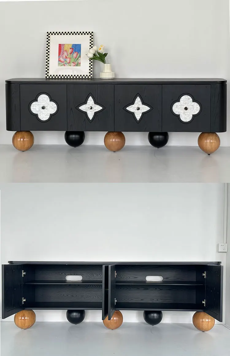 Homepage Authentic French Clover Solid Wood Vintage TV Cabinet and Tea Table Combination Round Leg Design
Homepage Authentic French Clover Solid Wood Vintage TV Cabinet and Tea Table Combination Round Leg Design
