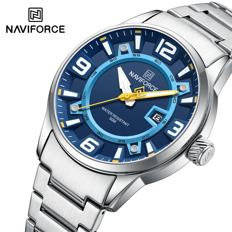 

NAVIFORCE New Men's Sport Wristwatches Stainless Steel Strap Date Luxury Waterproof Luminous Male Quartz Watch Reloj Hombre 2024