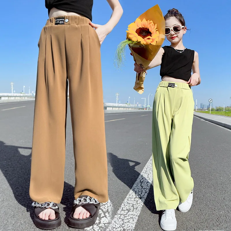 Newest Fashion Summer Girls Pants Thin Elastic Waist Solid Color Wide Leg Pants Casual Thin Clothes Kids Teenager Long Trousers
Newest Fashion Summer Girls Pants Thin Elastic Waist Solid Color Wide Leg Pants Casual Thin Clothes Kids Teenager Long Trousers
