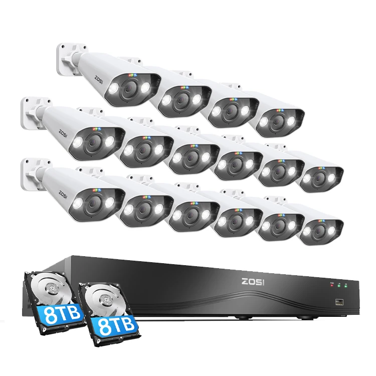 

16 каналов H.265 + Poe Nvr система видеонаблюдения 16 шт. 5 Мп Наружные камеры видеонаблюдения
