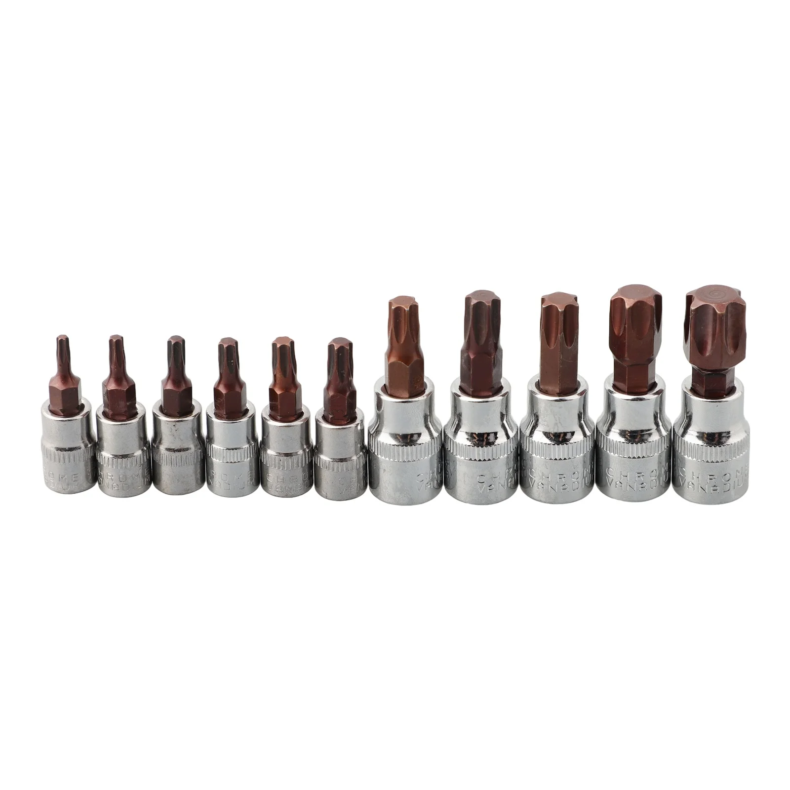3/8 1/4inch Socket Bits 11pcs/set T10-T60 Torx Bit Set Chrome Vanadium Steel Precision Screwdriver Practical High Quality
3/8 1/4inch Socket Bits 11pcs/set T10-T60 Torx Bit Set Chrome Vanadium Steel Precision Screwdriver Practical High Quality