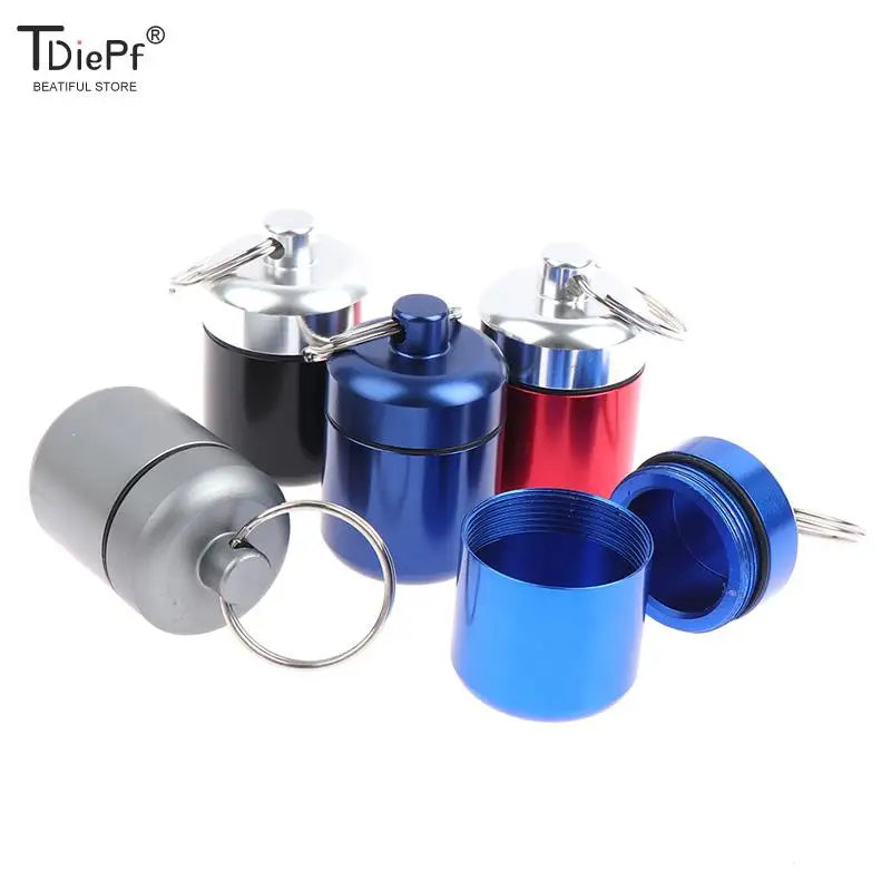 

Mini Pillbox Keychain Waterproof Aluminum Alloy Medicine Pill Box Case Bottle Cache Drug Holder Container Container For Medicine