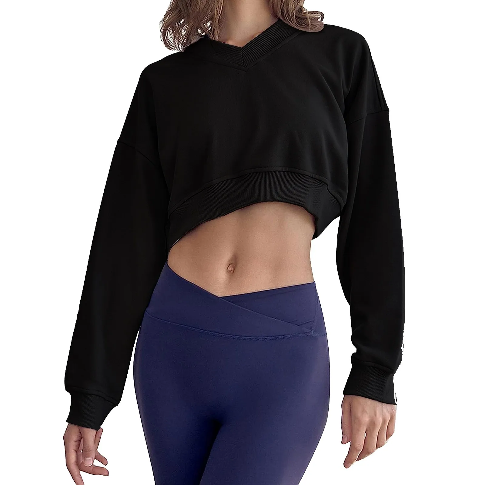 Women Short Length Long Sleeve Fashion Sports Sweatshirt Solid Color V Neck Casual Outerwear Tops Y2K Trend Streetwear Hoodless
Women Short Length Long Sleeve Fashion Sports Sweatshirt Solid Color V Neck Casual Outerwear Tops Y2K Trend Streetwear Hoodless