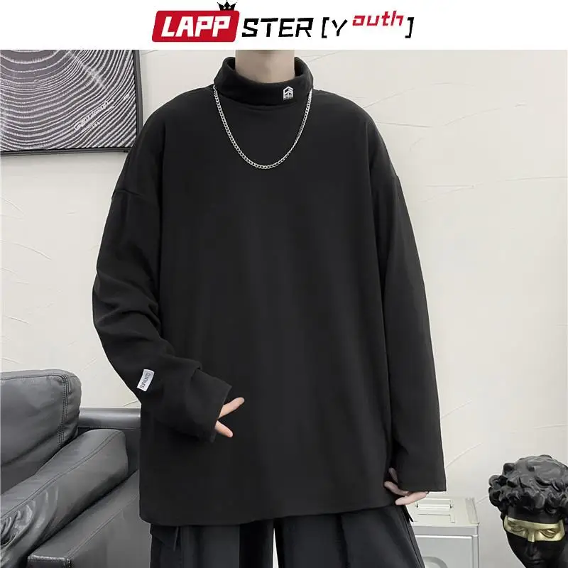 LAPPSTER-Youth Y2k Streetwear Turtleneck Graphic T-shirts 2022 Solid Color Hip Hop Oversized T Shirts Vintage Long Sleeve Tees 
LAPPSTER-Youth Y2k Streetwear Turtleneck Graphic T-shirts 2022 Solid Color Hip Hop Oversized T Shirts Vintage Long Sleeve Tees