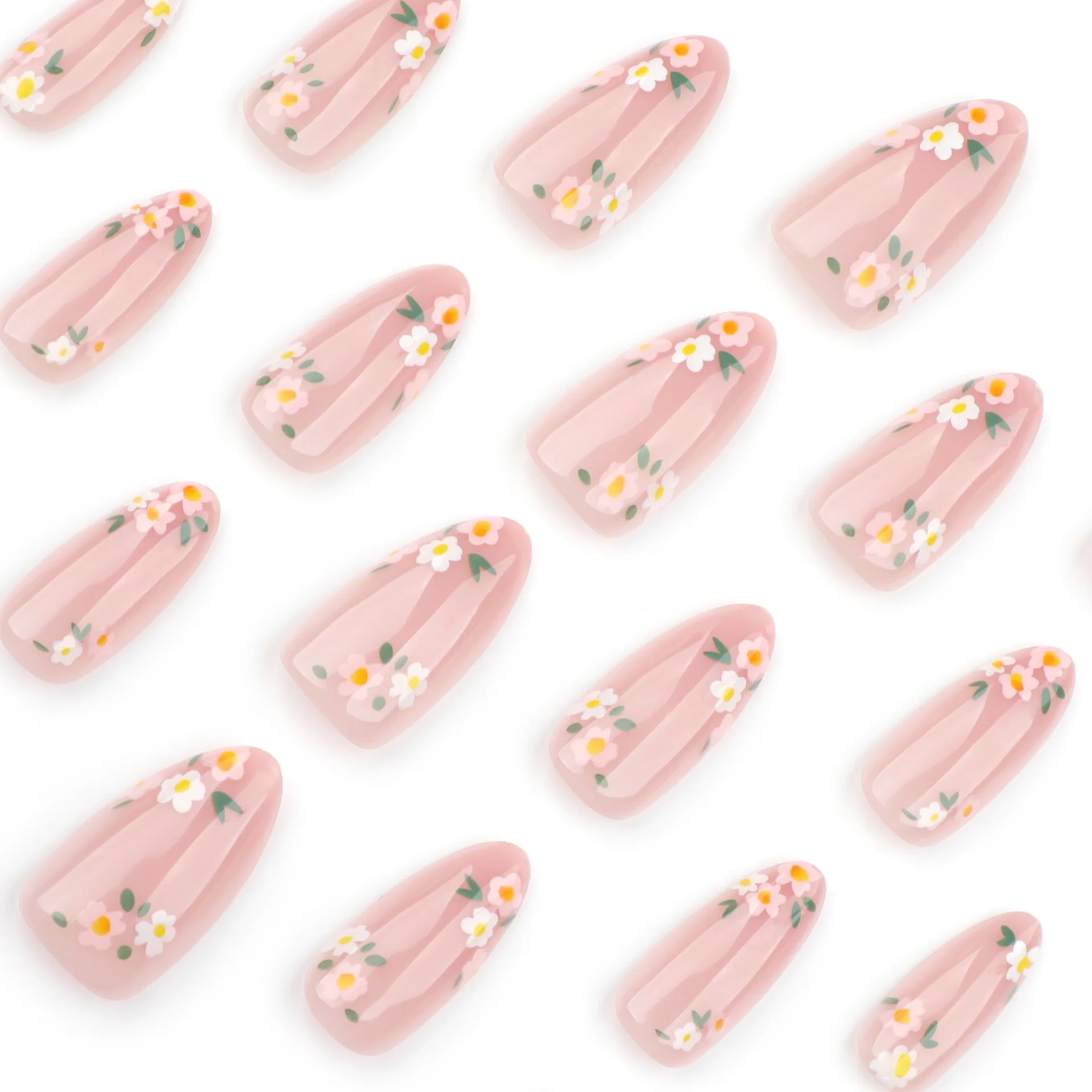 24pcs Press on Nails Summer Almond Flowers Full Coverage Nail Tips for Women&Girl Detachable Wearable Nail Art Daily Wear 3 S0a6c40598f8648abbba0e663090c1cc0G