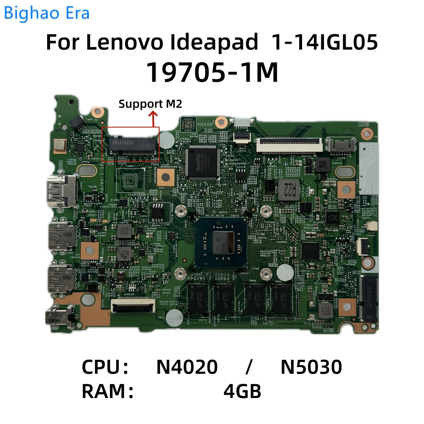 Материнская плата 19705-1M для ноутбука Lenovo Ideapad 1-14IGL05 с процессором N4020 N5030 4GB-RAM 448.0JB02.001M 5B20S44212 5B20S44214
Материнская плата 19705-1M для ноутбука Lenovo Ideapad 1-14IGL05 с процессором N4020 N5030 4GB-RAM 448.0JB02.001M 5B20S44212 5B20S44214